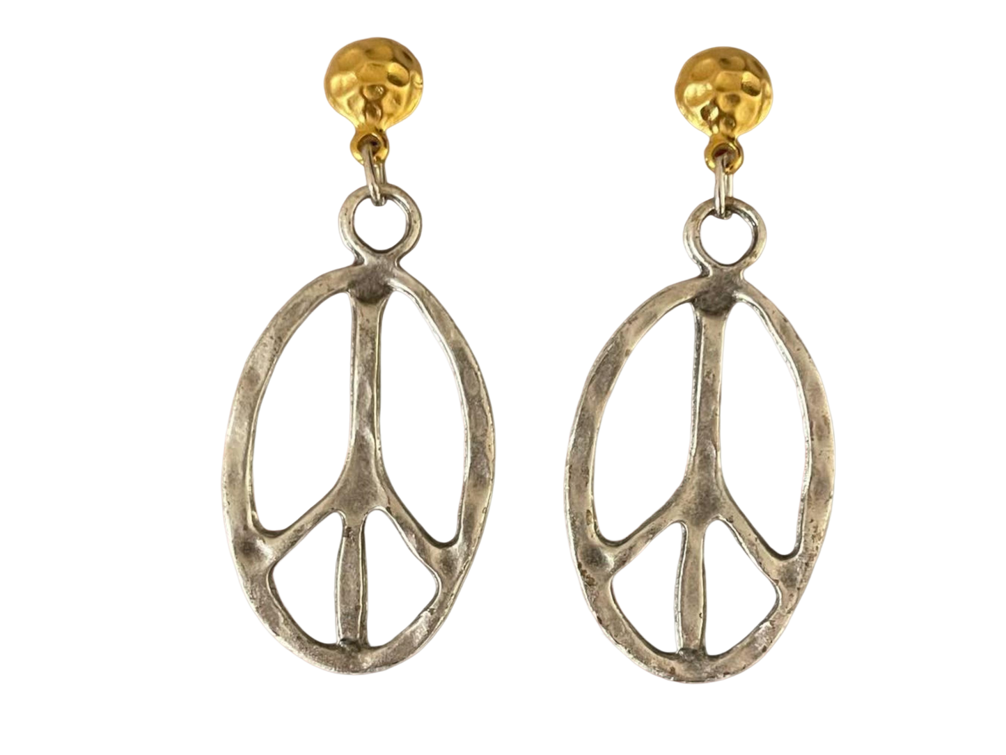 Handmade Boho Chic Two-Tone Gold-Plated Peace Symbol Earrings, Handmade In Turkey - Glam Duchess