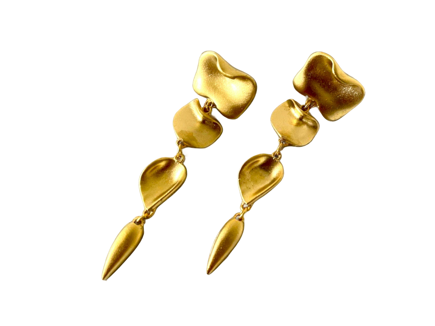 Gold Geometric Drop Earrings - Handmade Minimalist Statement Jewelry, Handmade In Turkey - Glam Duchess