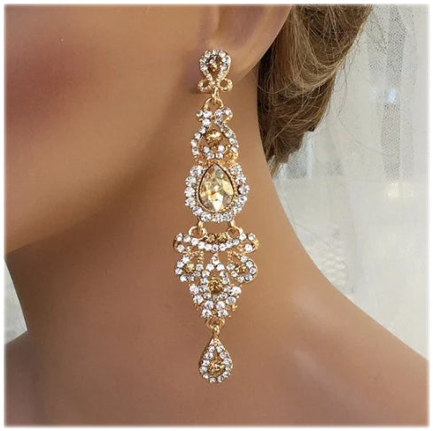 Chunky Crystal Bridal Chandelier Earrings