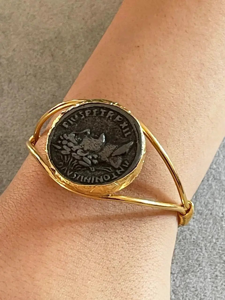Gold Coin Bracelet – Handmade Imperial Roman Coin Jewelry Set | Ring & Chunky Bracelet by Glam Duchess (handmade-gold-plated-imperial-gold-coin-bracelet-ring-set-ancient-roman-inspired-statement-jewelry-404958072)