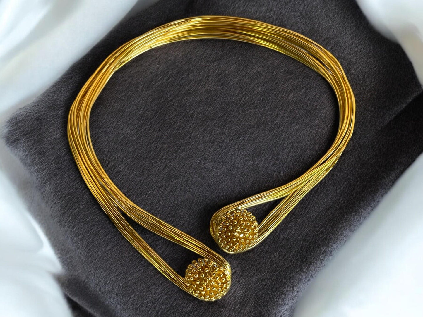 Handmade Gold Plated Open Choker Collar Necklace Bracelet, Handmade In Turkey - Glam Duchess