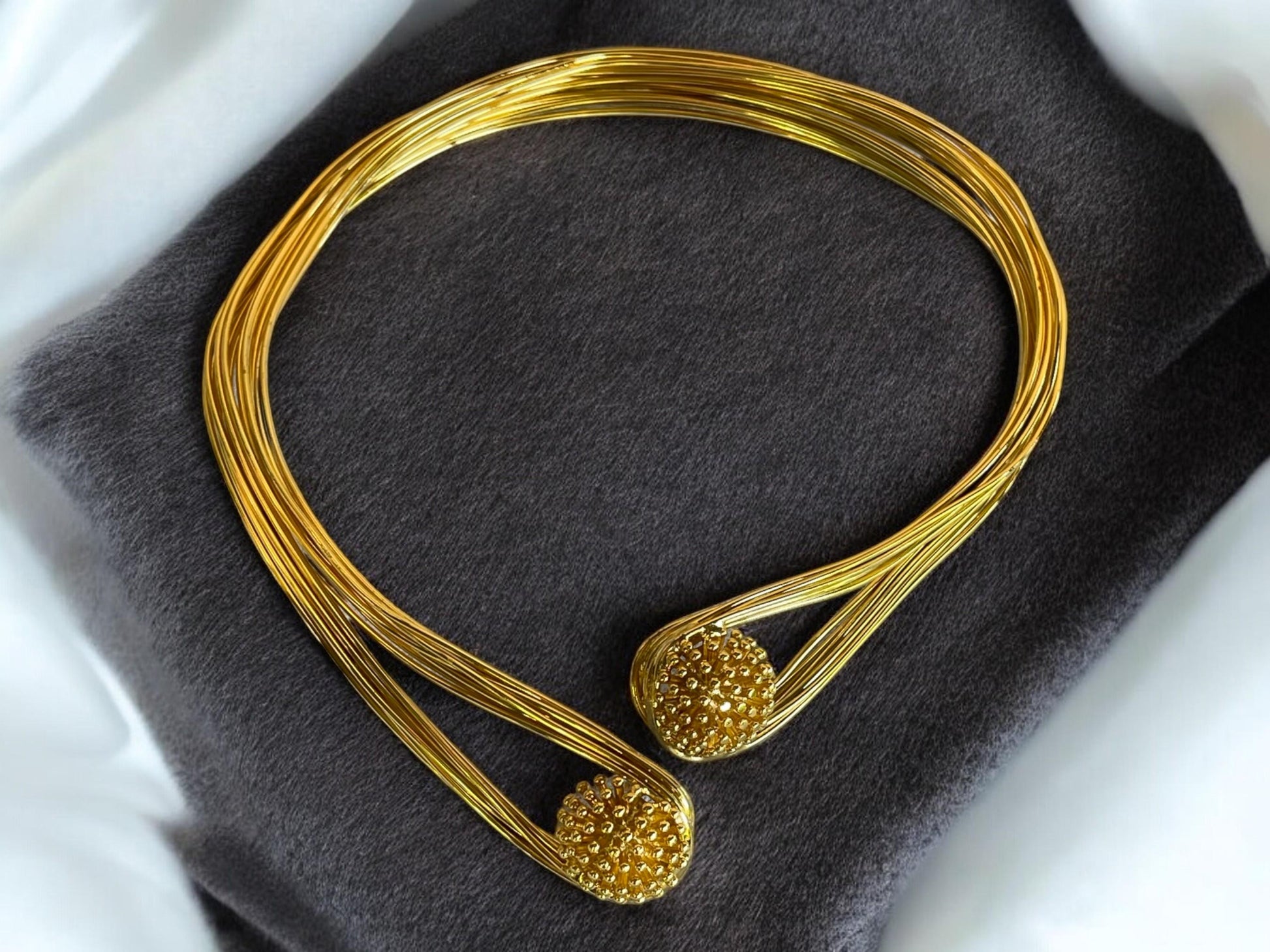 Handmade Gold Plated Open Choker Collar Necklace Bracelet, Handmade In Turkey - Glam Duchess