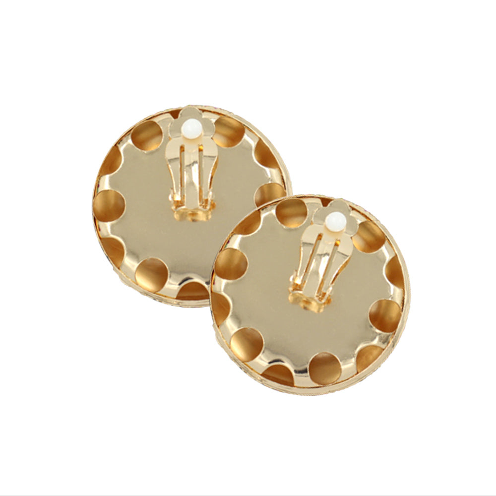 Rhinestone Pave Round Clip on Evening Earrings