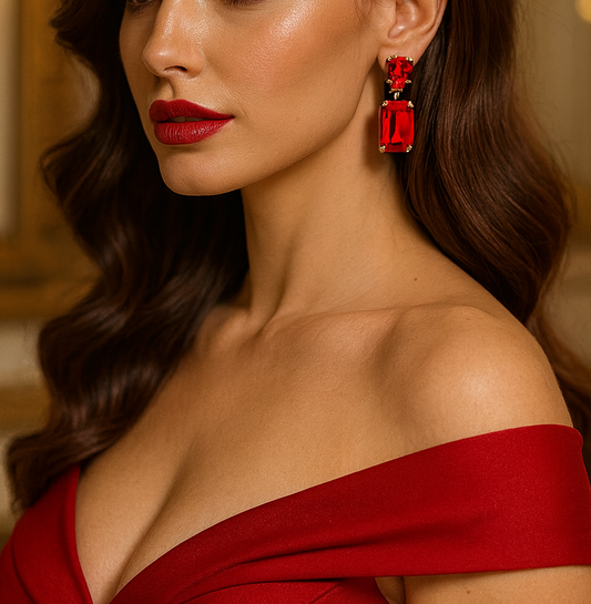 Square Rectangle Link Dangle Evening Earrings - Glam Duchess