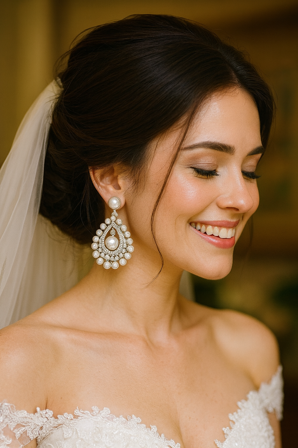 Elegant Pearl & Crystal Chandelier Earrings for Brides - Glam Duchess