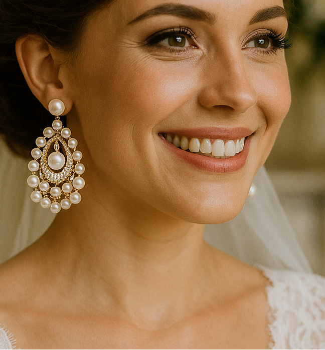 Elegant Pearl & Crystal Chandelier Earrings for Brides - Glam Duchess