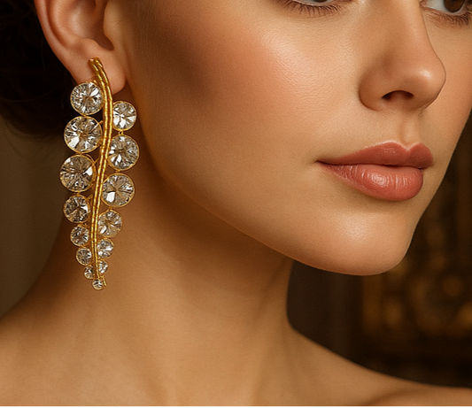 Gold Plated Pearl Crystal Drop Earrings - Bridal Bridesmaid Jewelry Gift, Handmade In Turkey - Glam Duchess