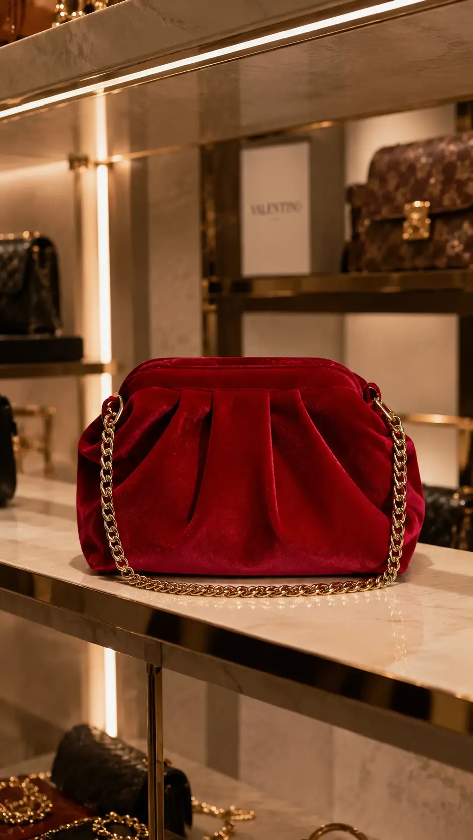 Red Velvet Clutch Vintage Pleated Velvet Handbag For Elegant Evening Accessory Party Ready - Clutch Bags from Glam Duchess