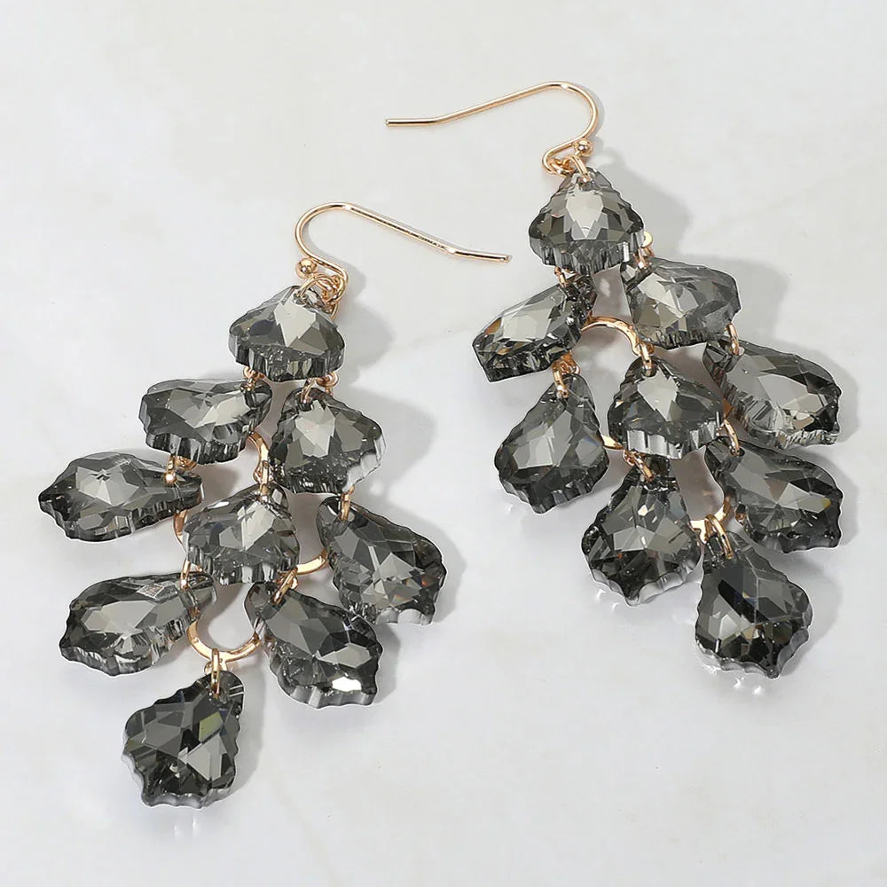 Faceted Teardrop Earrings - Luxury Chandelier Dangle Evening Statement Jewelry