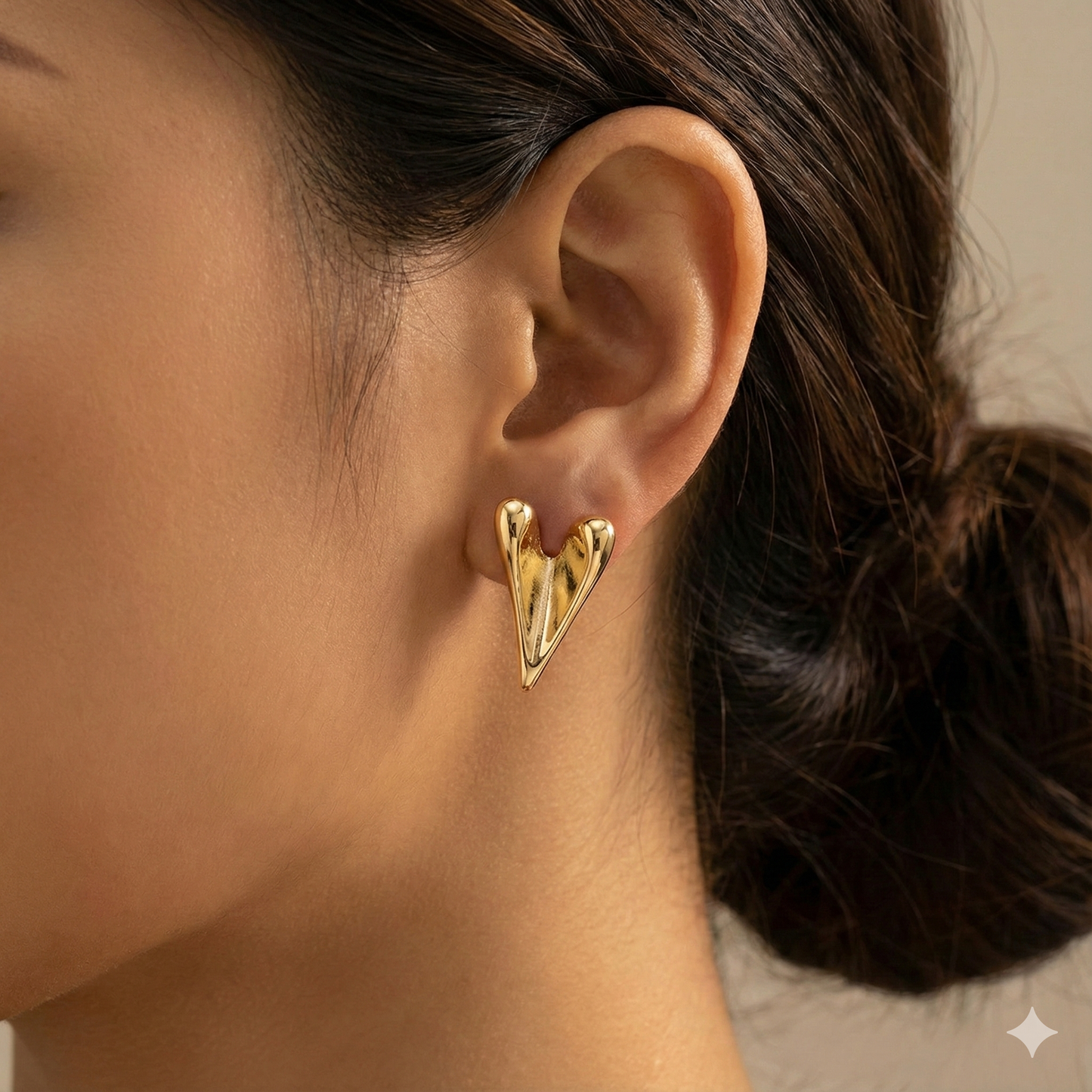 Gold Dipped Abstract Heart Stud Earrings