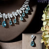 Waterdrop Crystal Bridal Jewelry Set in White and Blue