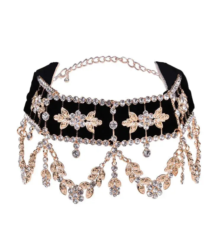 KMVEXO Big Maxi Statement Necklace for Women 2020 Rhinestone Necklace Flower Ribbon Collar Choker Necklace Luxury Bijoux Jewelry - from Glam Duchess