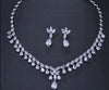 Cubic Zirconia Drop Necklace and Earrings Set with Plant-Inspired Design