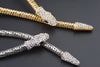 Crystal Gold and Silver Snake Belt Necklace with Rhinestones