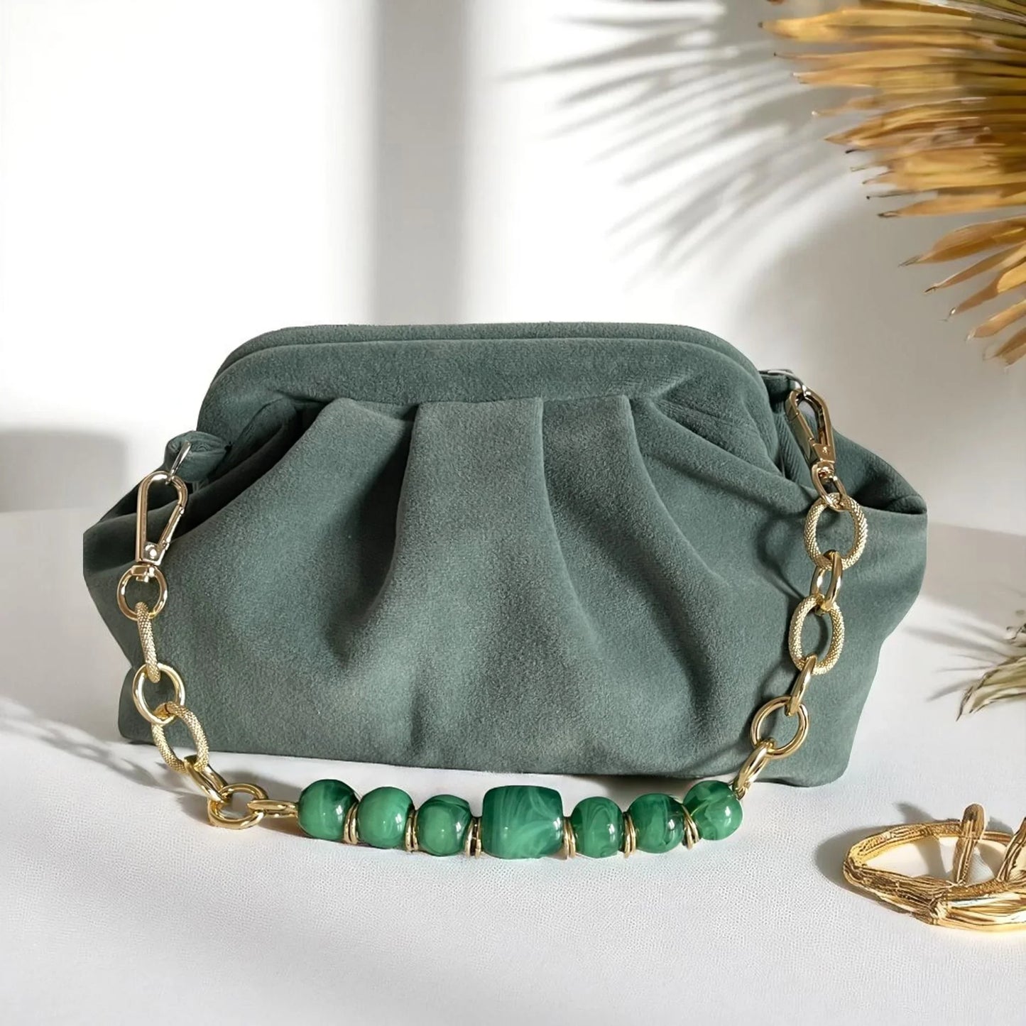 Handmade Soft Sage Green Clutch | Velvet Feel Evening Bag | Minimalist Folded Purse | Elegant Pastel Bag - Glam Duchess