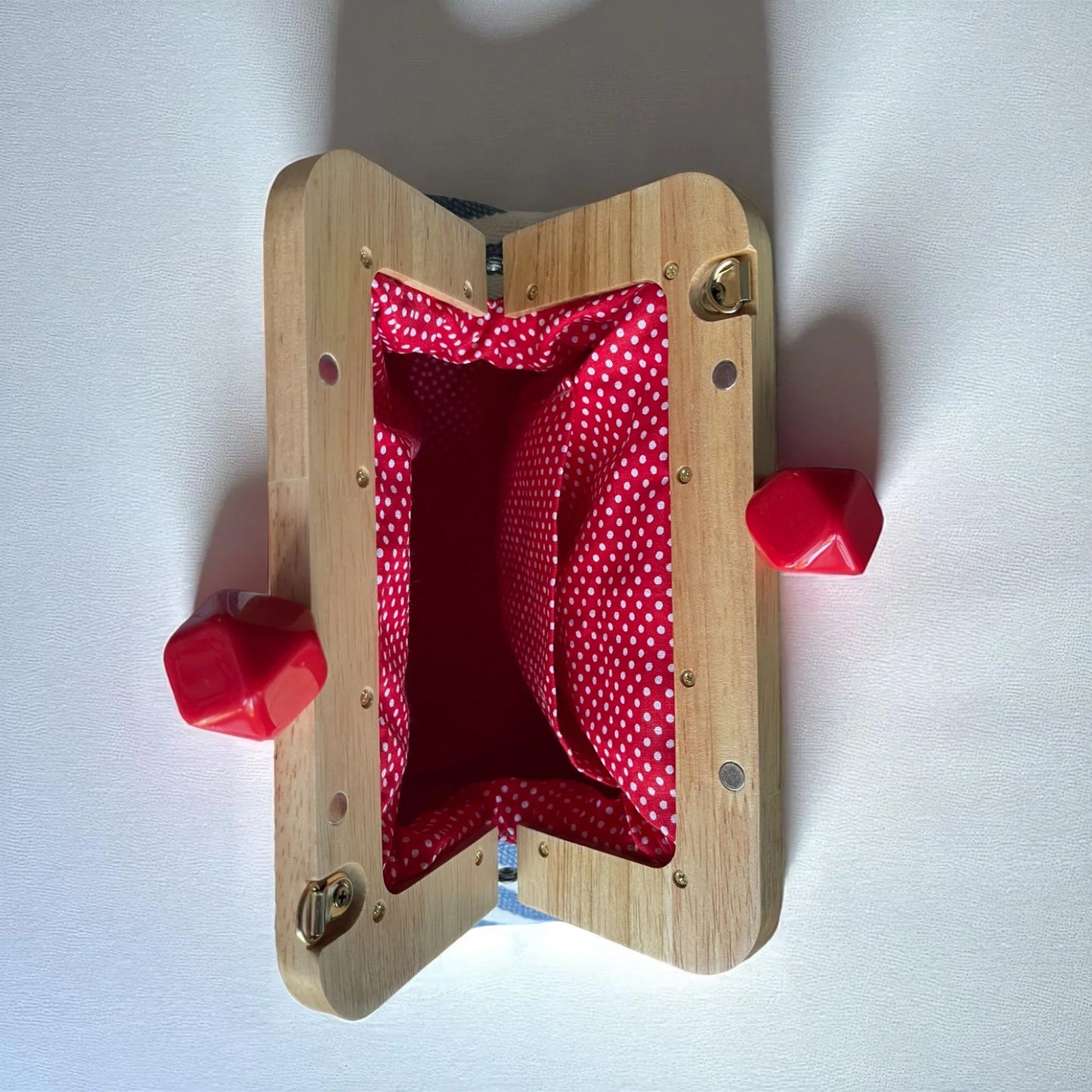 Striped Canvas Clutch Bag with Wooden Frame Hand – Stylish Summer Accessory, Boho Chic Purse for Women - Glam Duchess