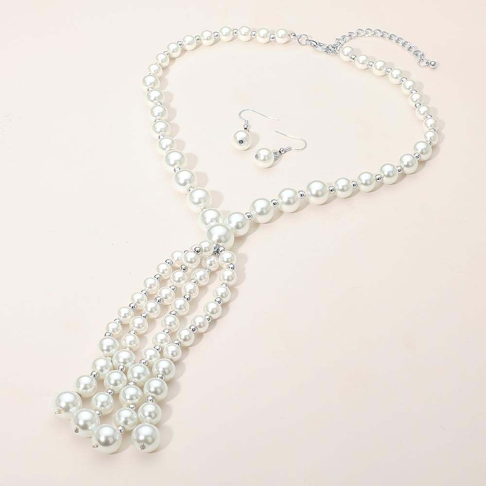 Pearl Cluster Tassel Statement Necklace