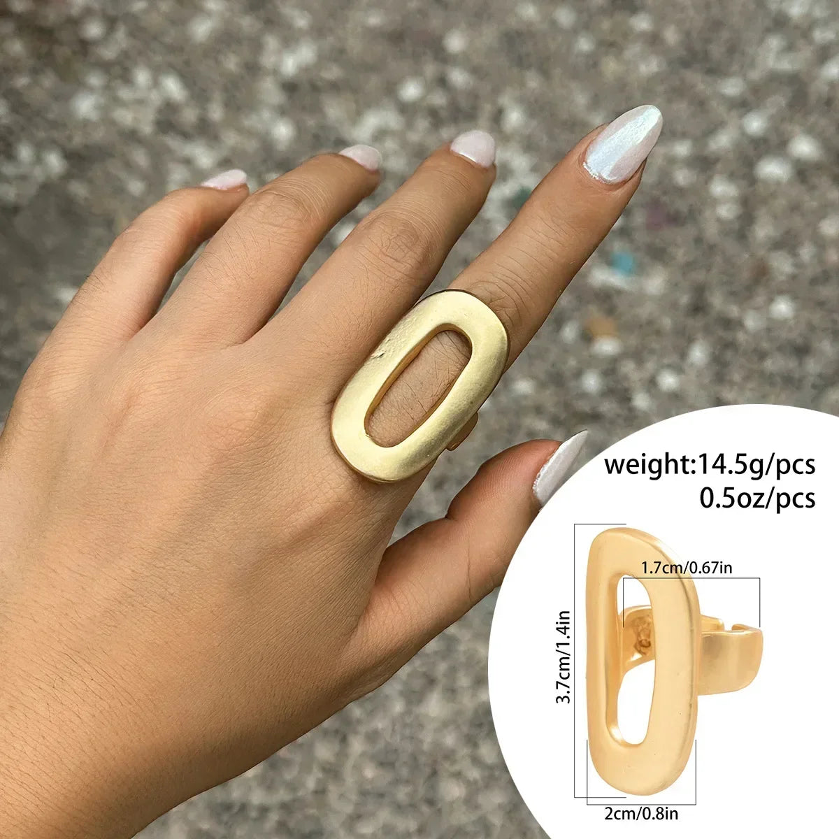 Irregular Chunky Big Geometric Gold Silver Color Rings
