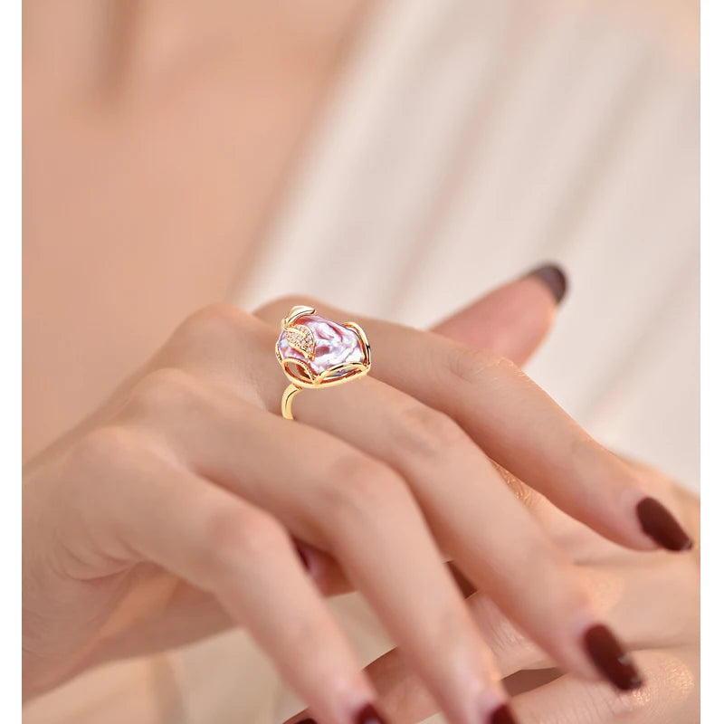 Baroque Pearl Ring with 18K Gold Plating