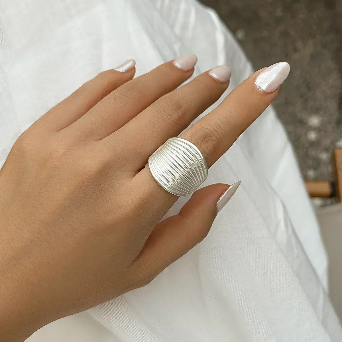 Irregular Chunky Big Geometric Gold Silver Color Rings