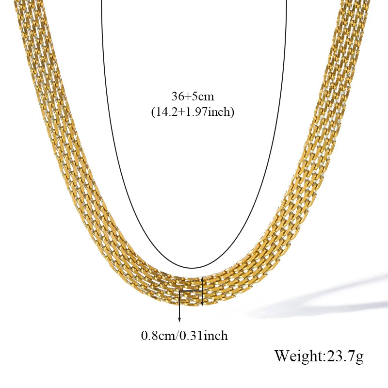 Stainless Steel Metal Cuban Chain Wide Neck Necklace