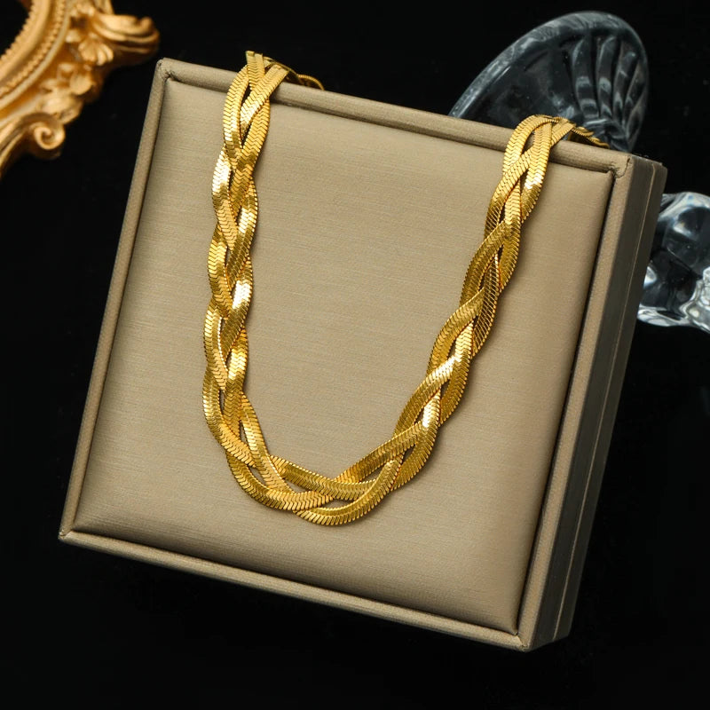 Stainless Steel Metal Cuban Chain Wide Neck Necklace