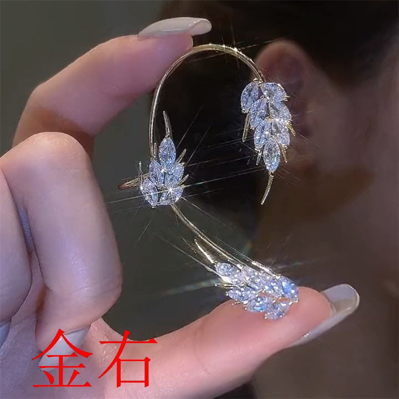 Zircon Butterfly Clip-On Ear Cuffs with Cubic Zirconia