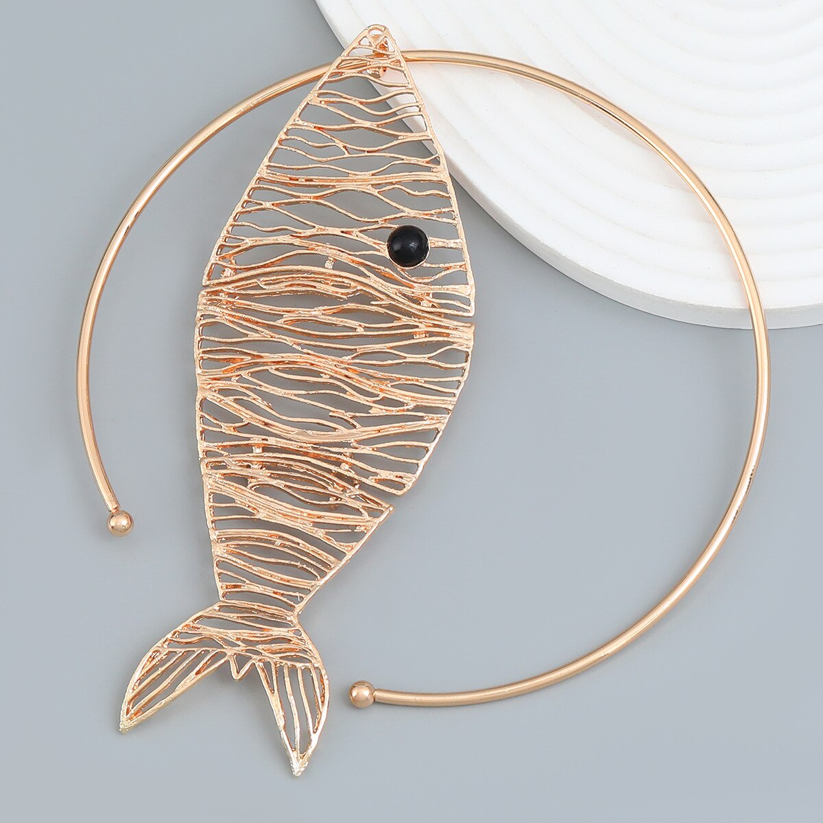 Exquisite Handmade Fish-Shaped Choker Necklace Earrings