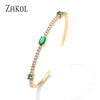 Green Pink Zircon Geometric Cuff Bracelet