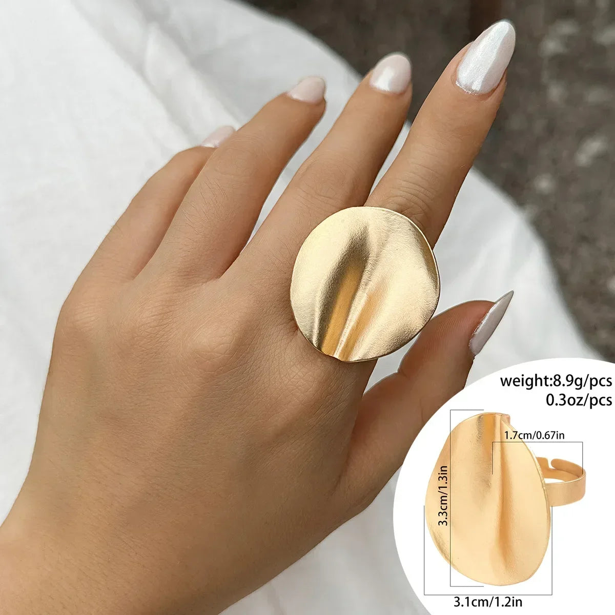 Irregular Chunky Big Geometric Gold Silver Color Rings