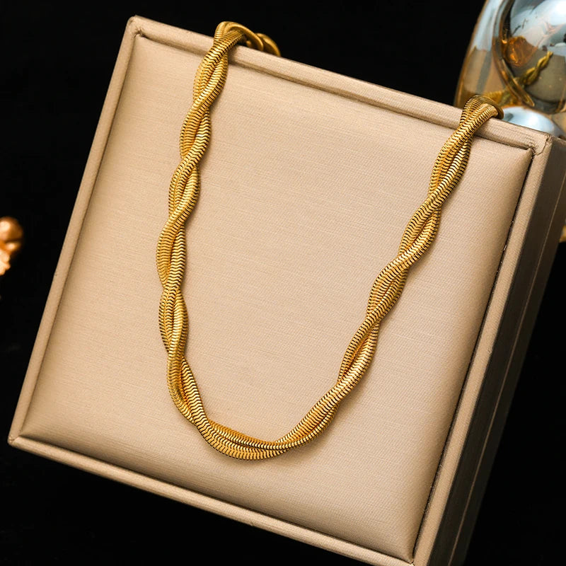 Stainless Steel Gold Color Thick Link Chain Necklace