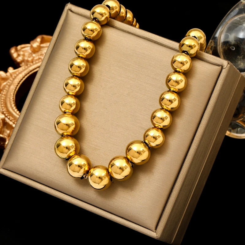 Stainless Steel Gold Color Thick Link Chain Necklace