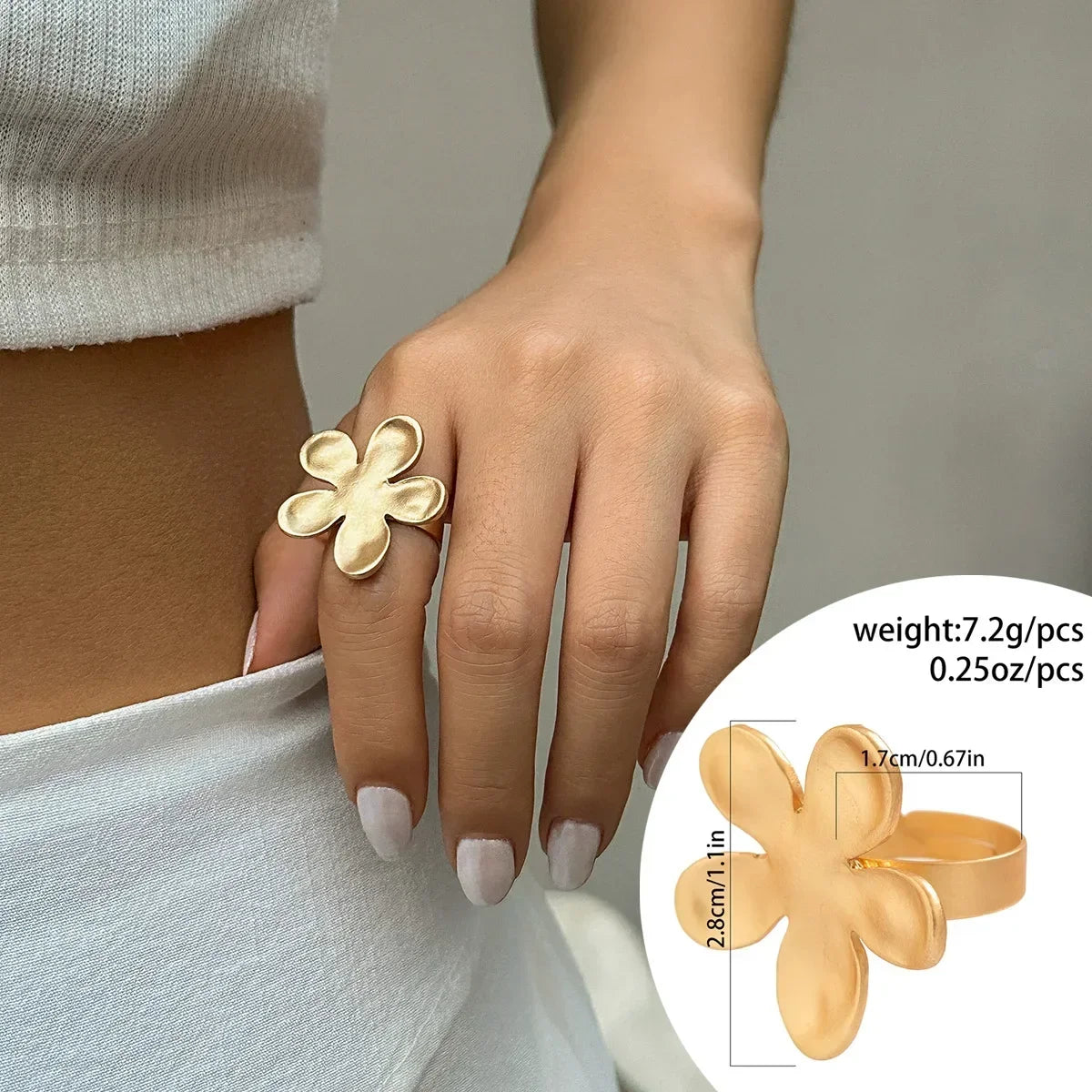 Irregular Chunky Big Geometric Gold Silver Color Rings