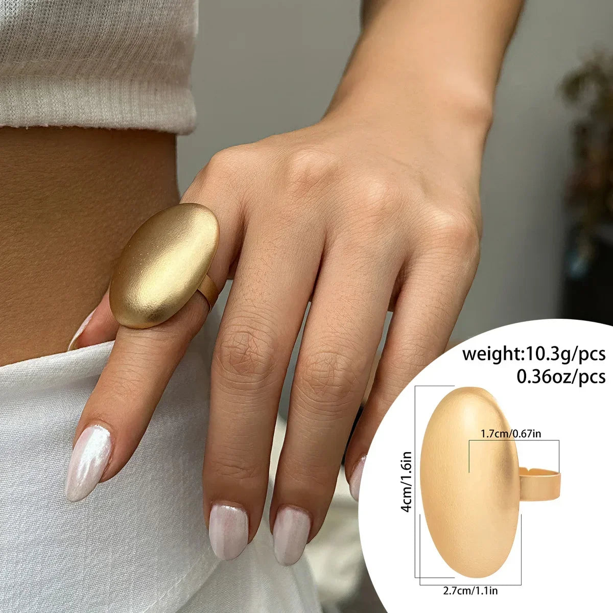Irregular Chunky Big Geometric Gold Silver Color Rings