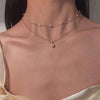 Crystal Zircon Heart Star Charm Layered Pendant Necklace Set
