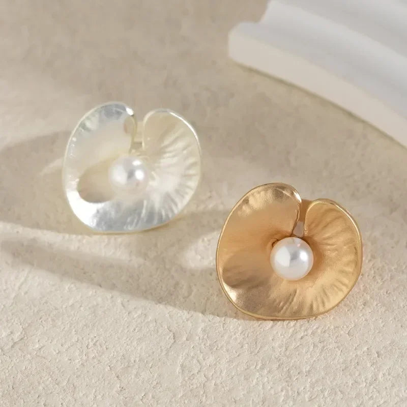 Irregular Chunky Big Geometric Gold Silver Color Rings
