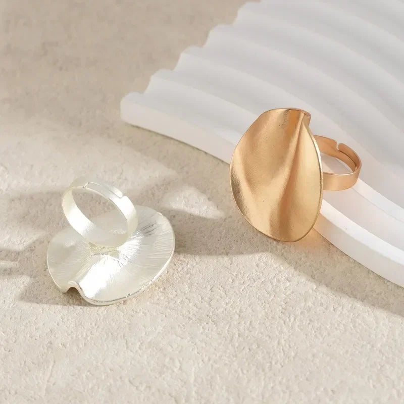 Irregular Chunky Big Geometric Gold Silver Color Rings