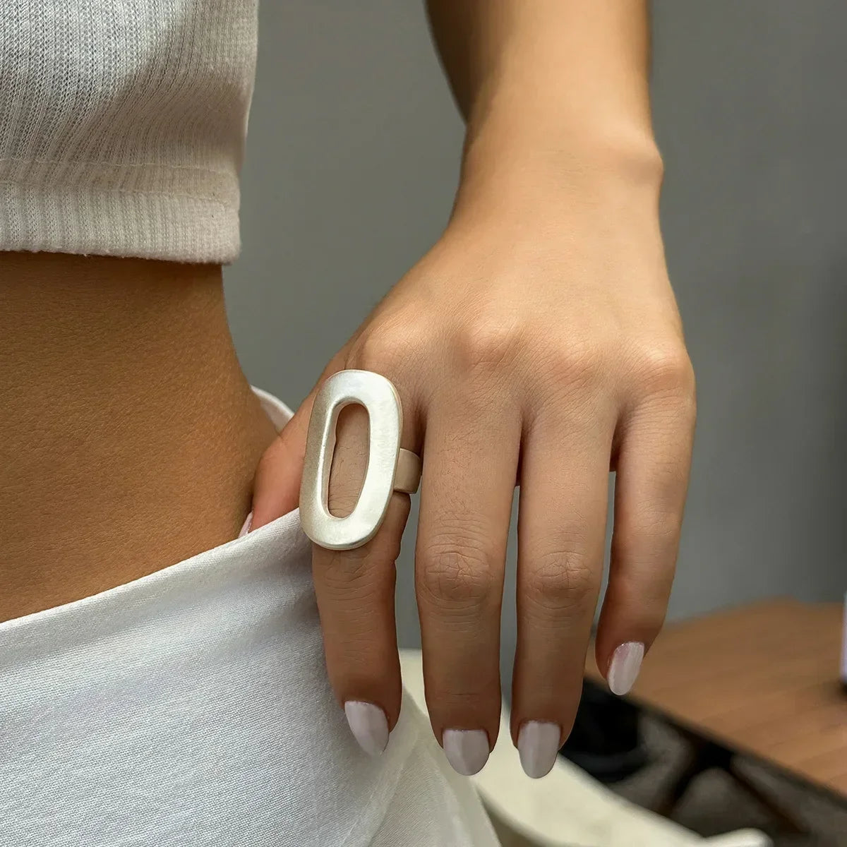 Irregular Chunky Big Geometric Gold Silver Color Rings