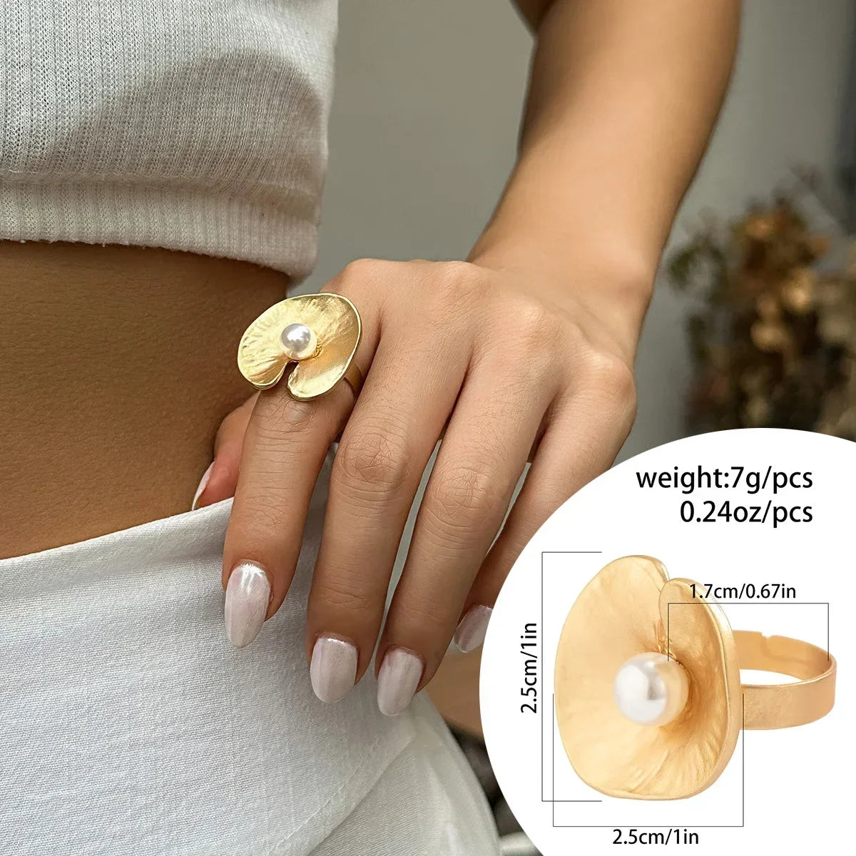 Irregular Chunky Big Geometric Gold Silver Color Rings
