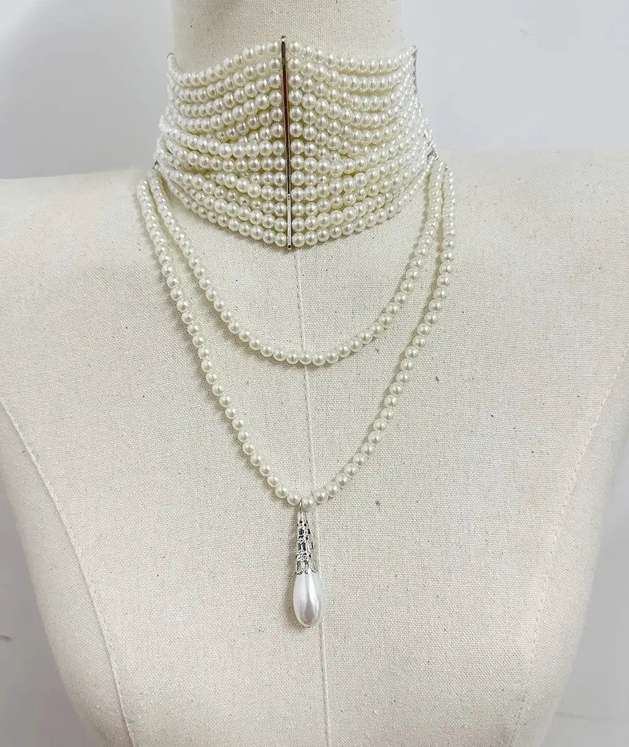 Pearl Tassel Necklace – Vintage Multi-Layered Teardrop Pendant Jewelry by Glam Duchess (pearl-tassel-necklace-vintage-multi-layered-teardrop-pendant-jewelry)