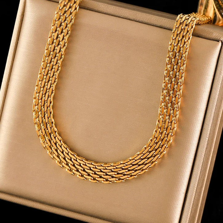 Stainless Steel Metal Cuban Chain Wide Neck Necklace