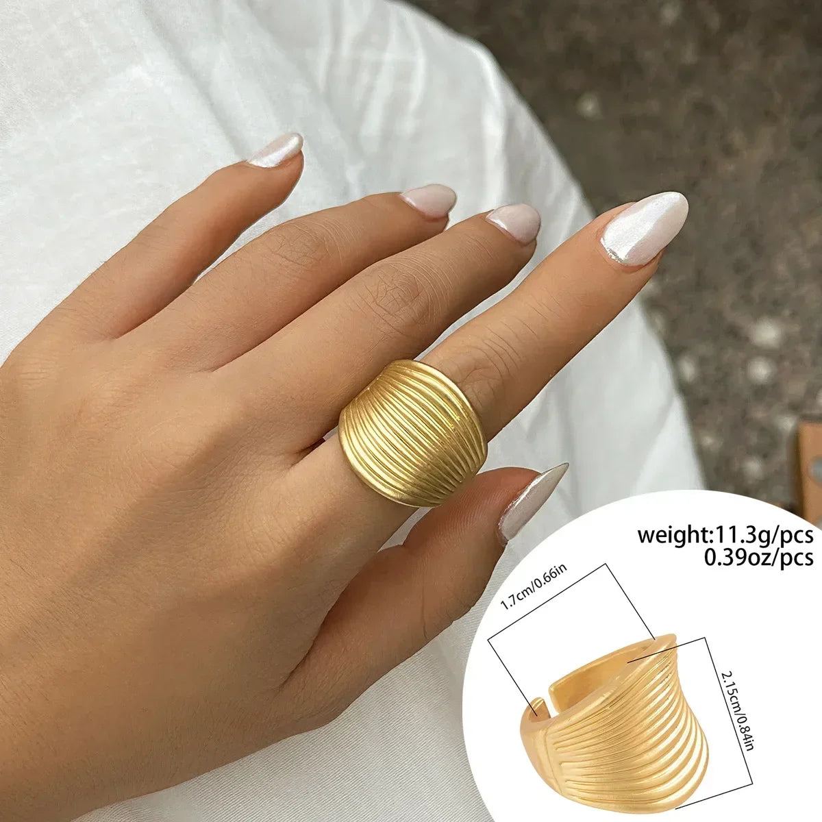 Irregular Chunky Big Geometric Gold Silver Color Rings