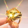 14K Gold Plated Topaz Ring with Zircon Stones