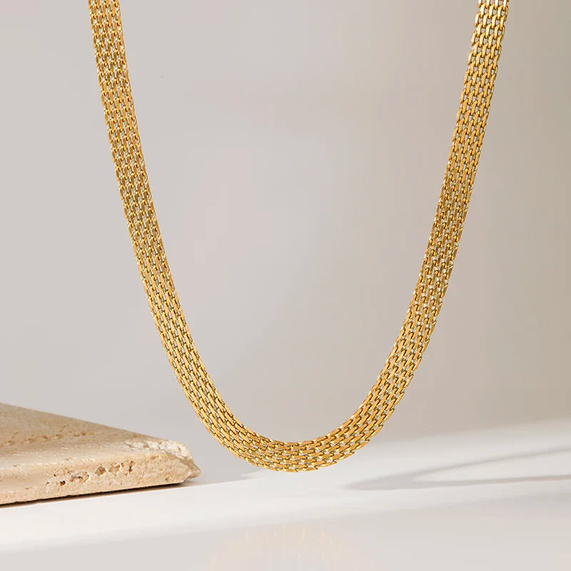 Stainless Steel Metal Cuban Chain Wide Neck Necklace