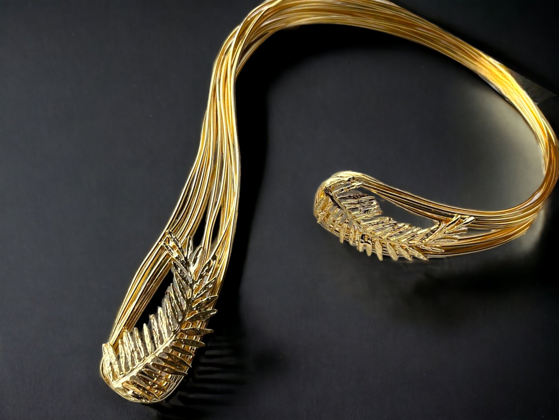 Handmade Gold Plated Open Choker Collar Necklace Bracelet, Handmade In Turkey - Glam Duchess