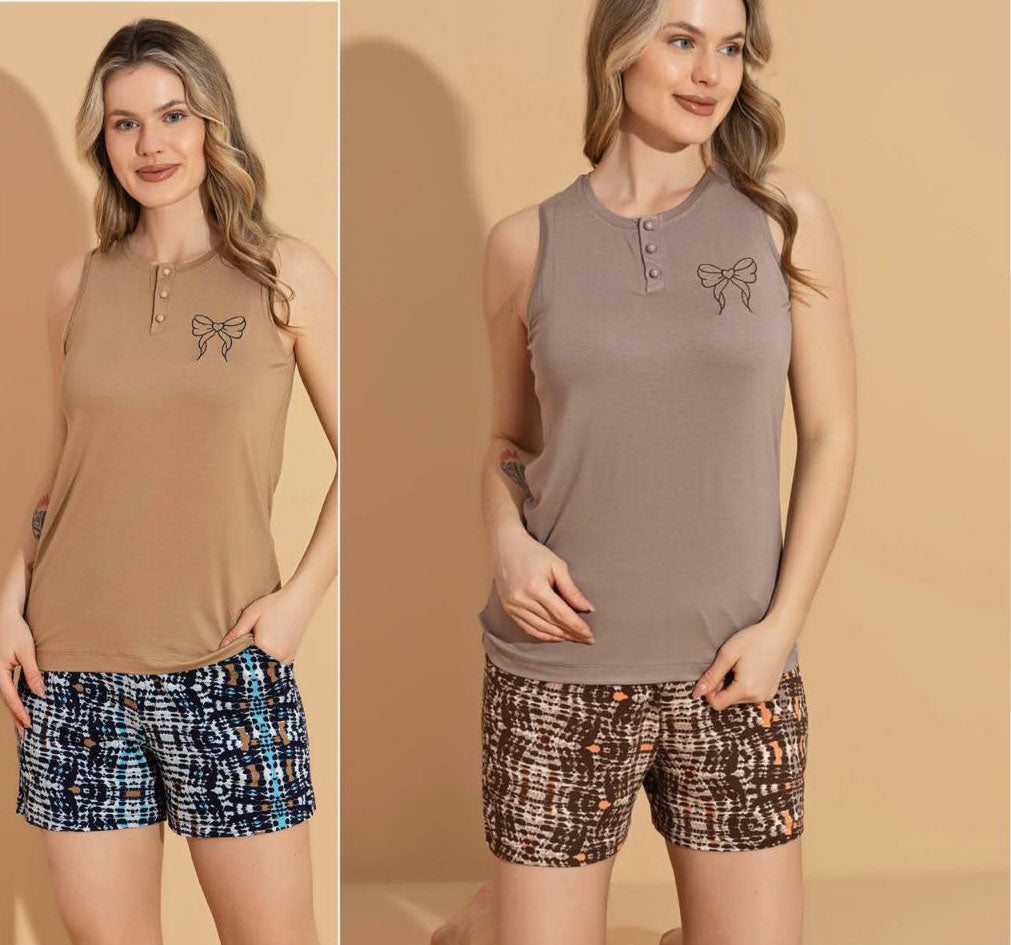 Supersoft Lightweight & Breathable Sleeveless Viscose Lounge Set, Tank Top & Printed Shorts