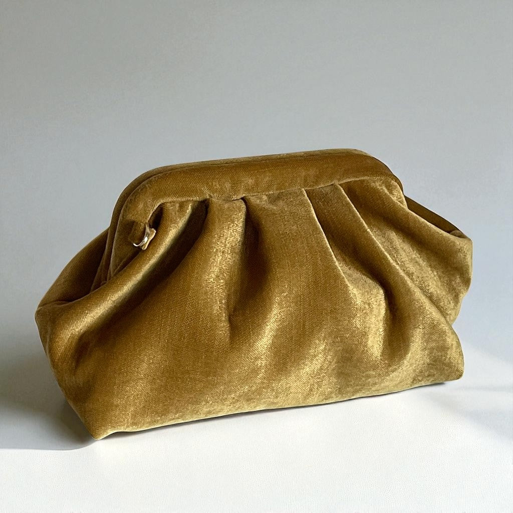 Gold Velvet Clutch Purse & Bold Statement Jewelry Set – Handmade Glam Evening Bag with Necklace & Earrings – Luxury Formal Accessories Gift, Handmade In Turkey - Glam Duchess