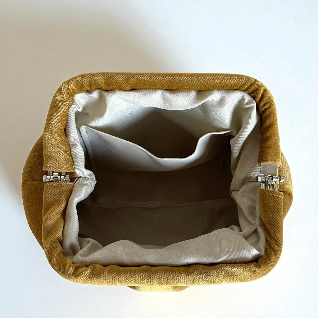 Gold Velvet Clutch Purse & Bold Statement Jewelry Set – Handmade Glam Evening Bag with Necklace & Earrings – Luxury Formal Accessories Gift, Handmade In Turkey - Glam Duchess