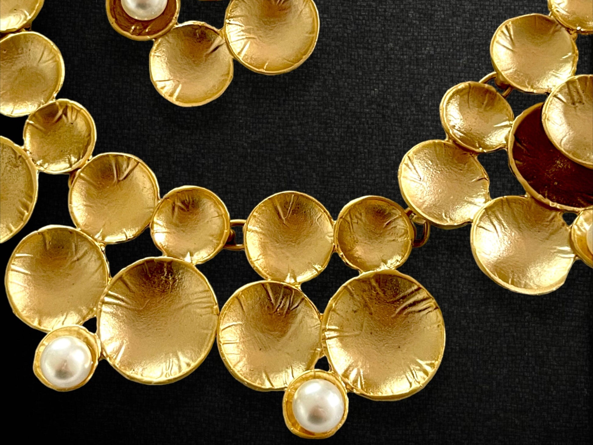 Unique Handmade Gold Necklace Earrings Chunky Pearl Jewelry Set, Handmade In Turkey - Glam Duchess