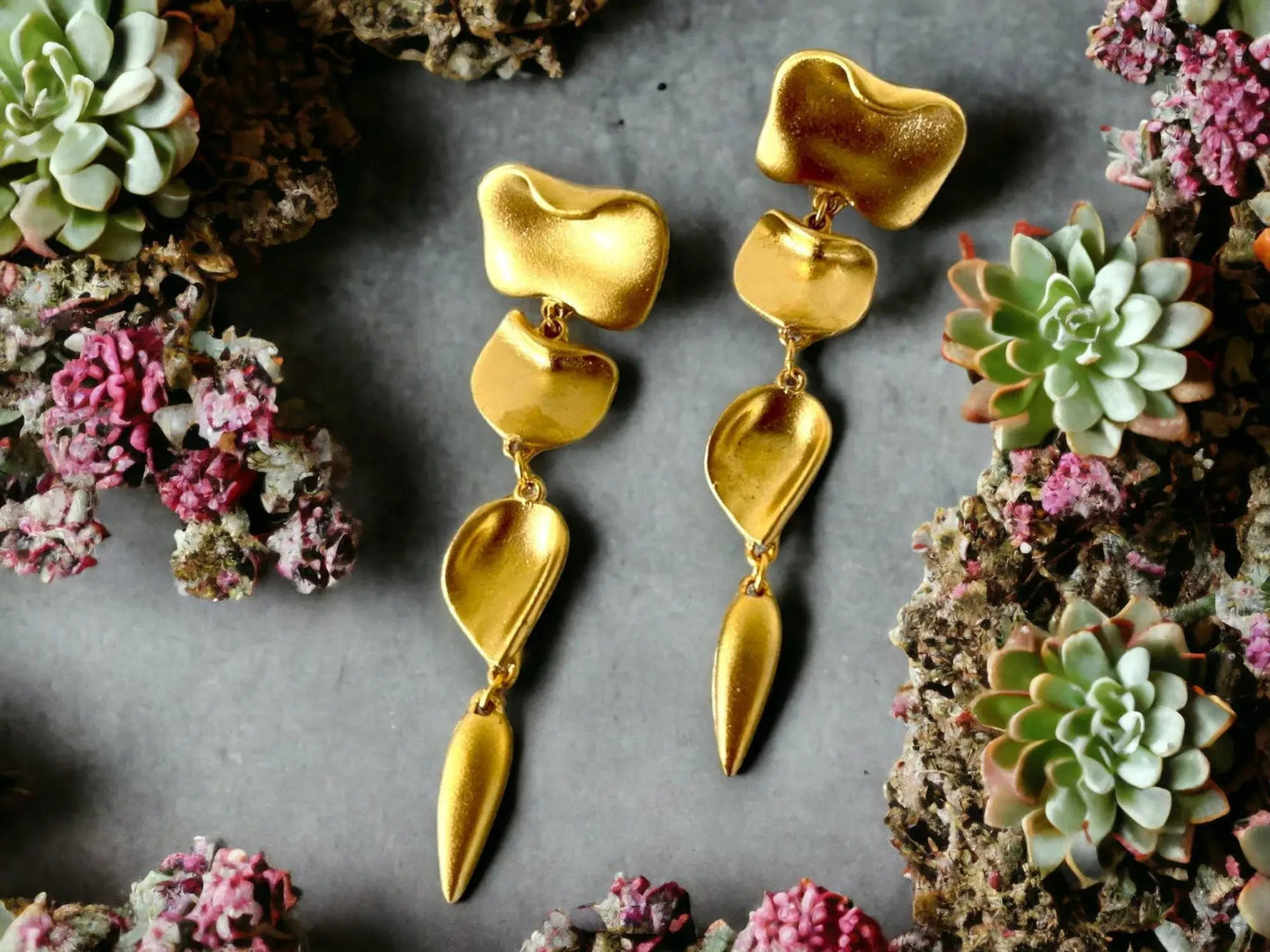 Gold Geometric Earrings โ Handmade Minimalist Drop Dangle Statement Jewelry by Glam Duchess (gold-long-earrings-gold-plated-handmade-geometric-earrings-drop-earrings-minimalist-statement-earrings-jewelry-birthday-gift-for-her)